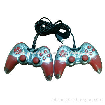 Wired PC USB twin game controller with double vibration motor, new design with various color